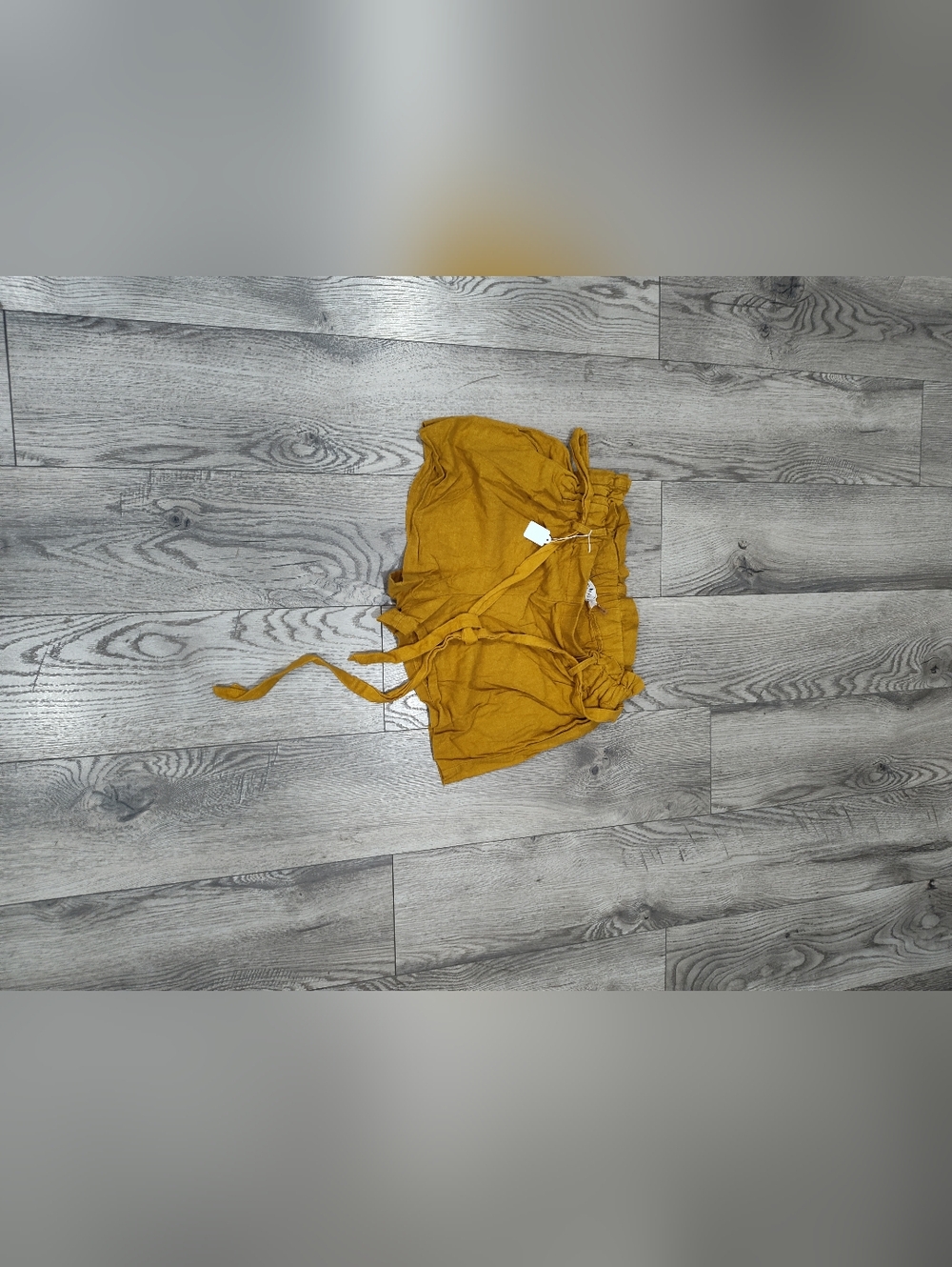 Have Mustard High-Waist Paperbag Shorts with Tie